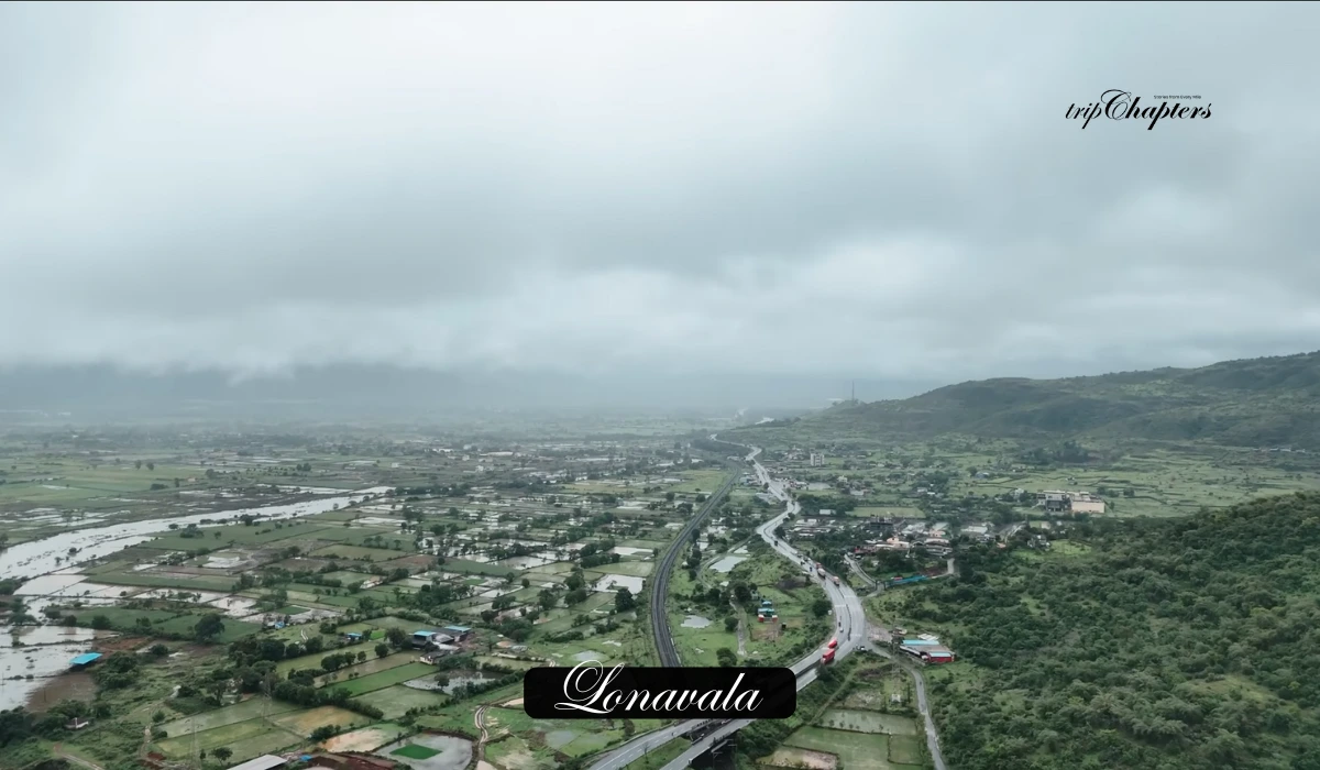 Monsoon aerial shot of Lonavala