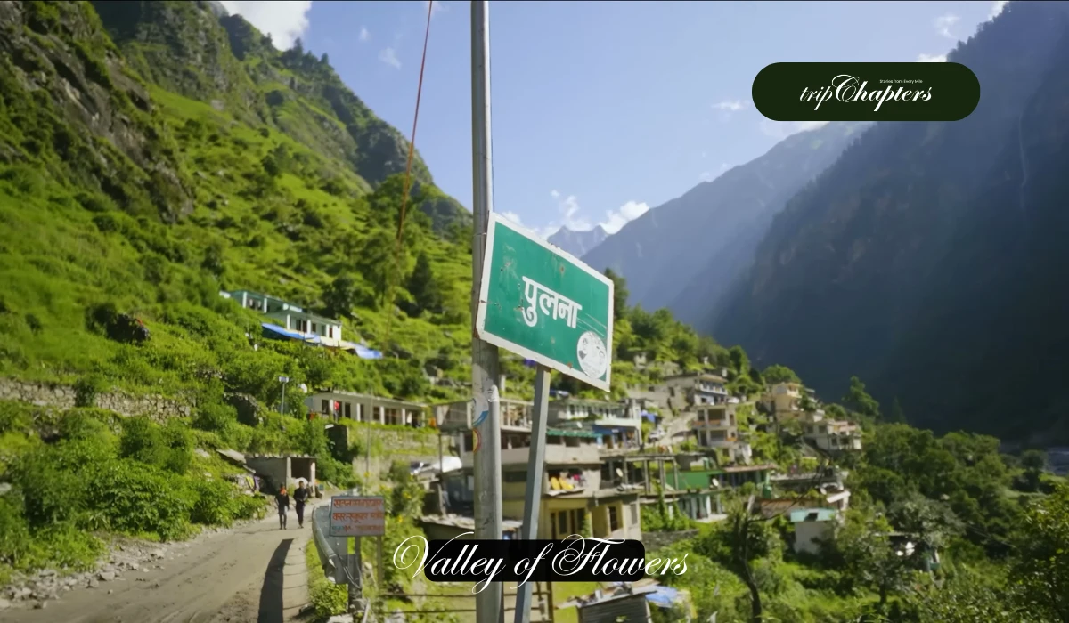 Pulna village and houses at way of Valley of Flowers