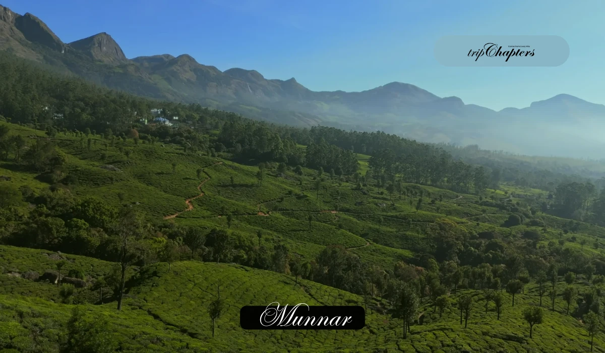 Tea plantations covering rolling green hills